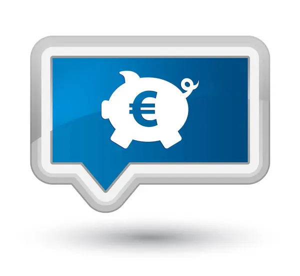 Piggy bank ícone de sinal de euro botão de banner azul — Fotografia de Stock