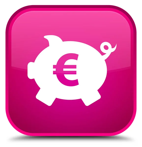Значок знака евро свиного банка специальная розовая квадратная кнопка — стоковое фото