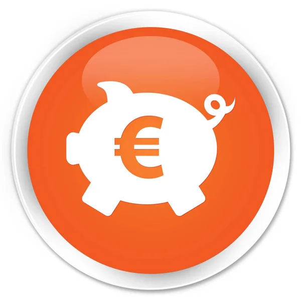 小猪银行欧元标志图标溢价橙色圆按钮 — 图库照片