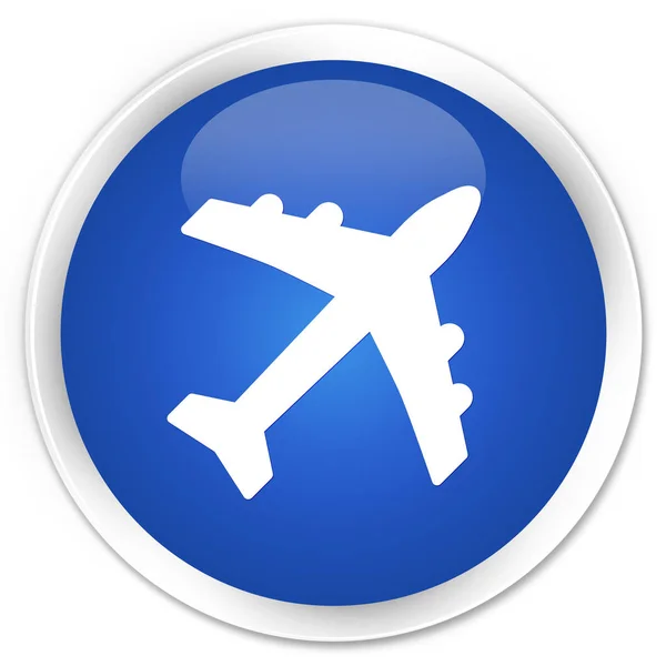 Plane icon premium blue round button