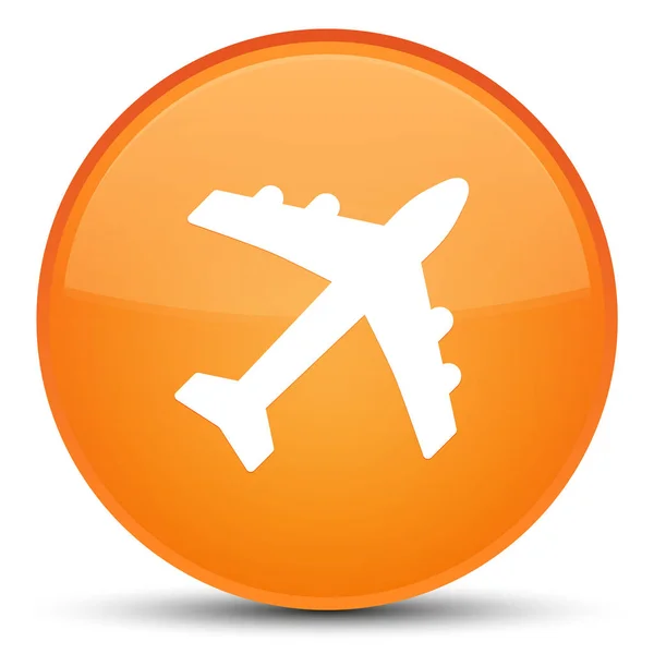 Plane icon special orange round button — Stock Photo, Image