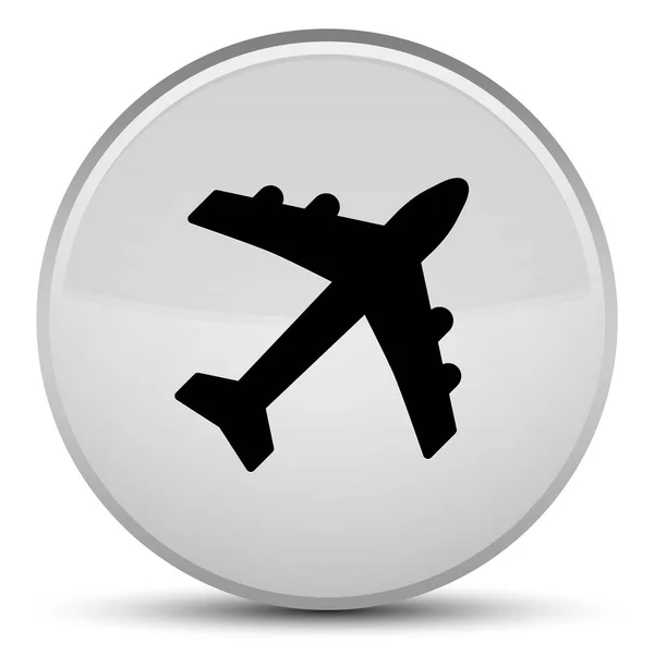 Vliegtuig pictogram speciale witte, ronde knop — Stockfoto
