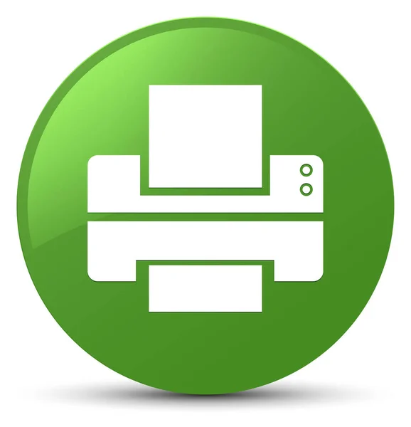 Ícone da impressora botão redondo verde macio — Fotografia de Stock