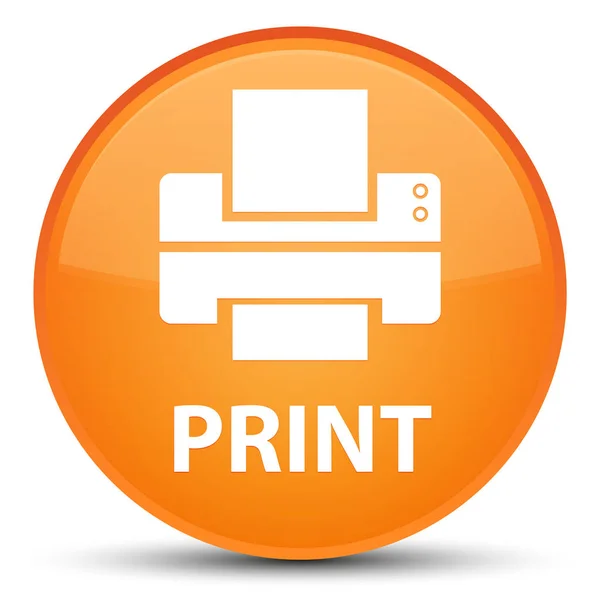 Imprimir (ícone da impressora) botão redondo laranja especial — Fotografia de Stock