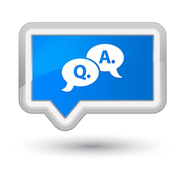 Pregunta respuesta burbuja icono prime cyan azul banner botón — Foto de Stock