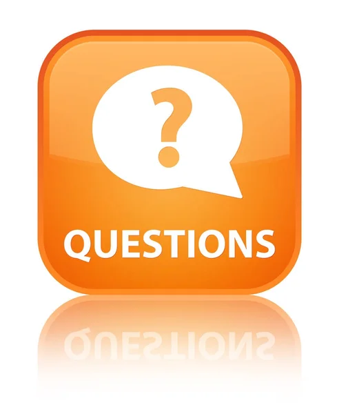Questions (bubble icon) special orange square button — Stock Photo, Image