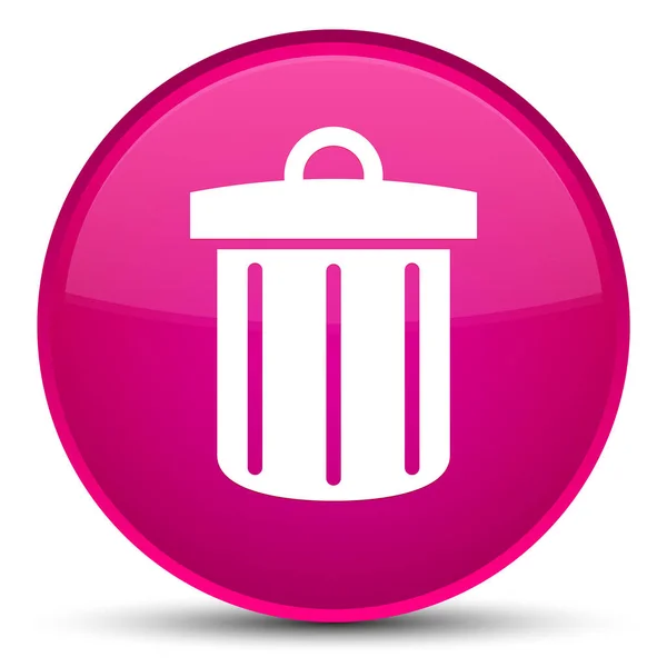 Recycleren bin pictogram speciale roze ronde knop — Stockfoto