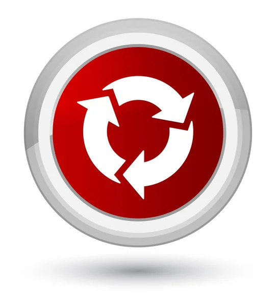 Eerste rode ronde knoop van het pictogram Vernieuwen — Stockfoto