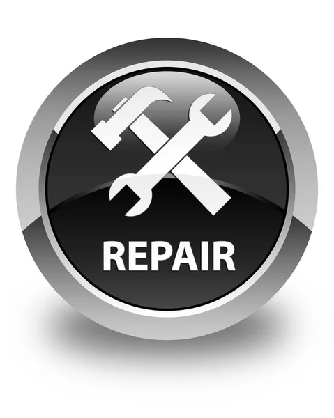 Glanzend zwarte ronde knop Repair (pictogram hulpprogramma's) — Stockfoto