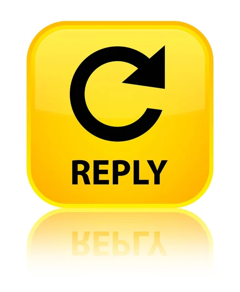 Reply (rotate arrow icon) special yellow square button — Stock Photo, Image