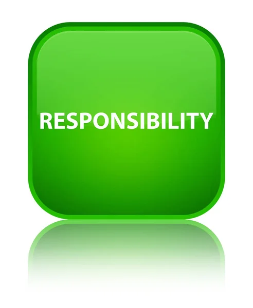 Verantwoordelijkheid speciale groene vierkante knop — Stockfoto