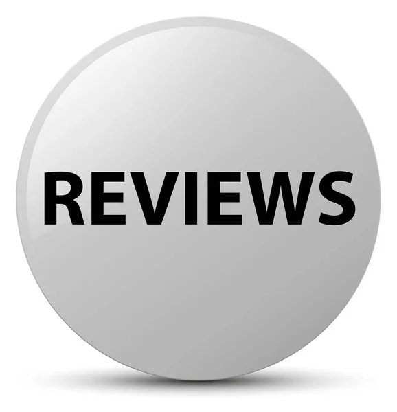 Reviews white round button — Stock Photo, Image