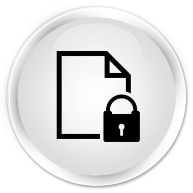 Güvenli belge simgesi sigorta primi düğmesini beyaz