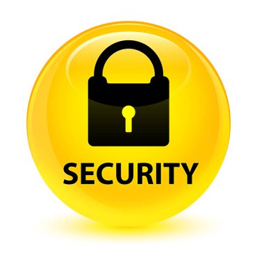 Güvenlik (asma kilit simgesi) cam gibi sarı yuvarlak düğmesi