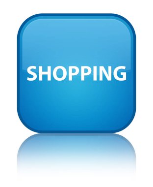 Alışveriş özel camgöbeği mavi kare düğme