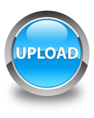 Parlak mavi mavi yuvarlak düğme upload