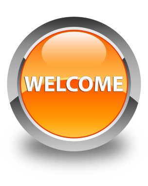 Hoş geldiniz parlak turuncu yuvarlak düğmesi