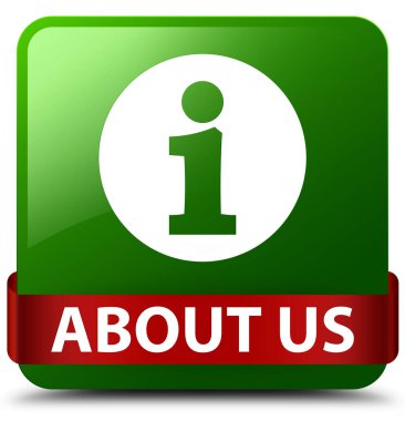 Hakkımızda kare düğme kırmızı kurdele orta yeşil