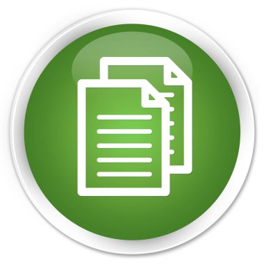 Belgeler simgesini sigorta primi yumuşak yeşil yuvarlak düğmesi