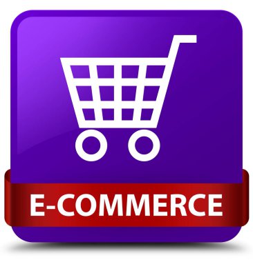 E-ticaret mor kare düğme kırmızı kurdele orta