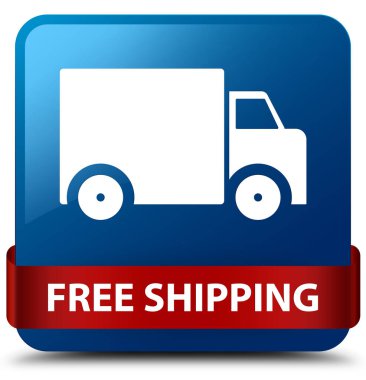 Mavi kare düğme kırmızı kurdele orta ücretsiz kargo