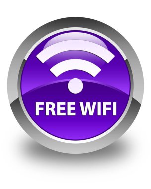 Ücretsiz Wi-Fi parlak mor yuvarlak düğme