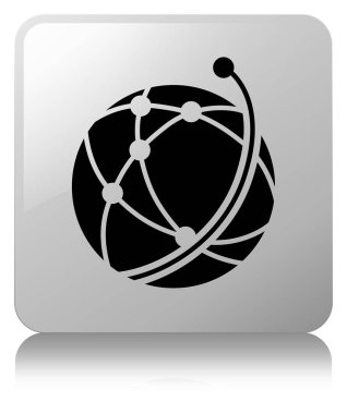 Küresel ağ kutsal kişilerin resmi beyaz kare düğme