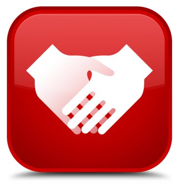 El sıkışma kutsal kişilerin resmi özel kırmızı kare düğme