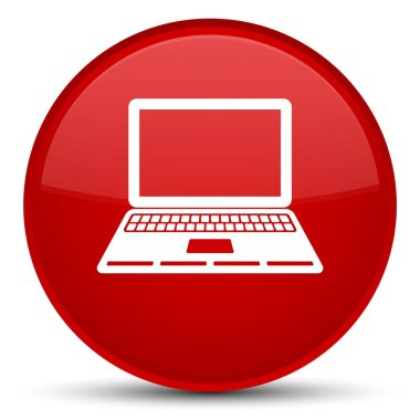 Dizüstü bilgisayar kutsal kişilerin resmi özel kırmızı yuvarlak düğme