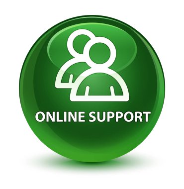 Çevrimiçi destek (grup simgesi) cam gibi yumuşak yeşil yuvarlak düğmesi