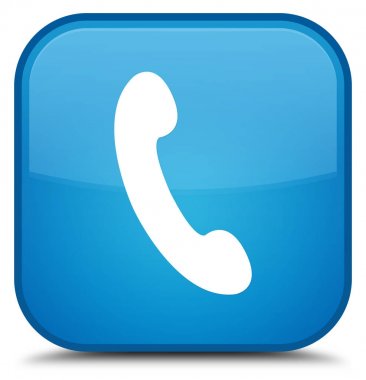 Telefon simgesini özel camgöbeği mavi kare düğme
