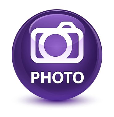 Fotoğraf (kamera simgesi) cam gibi mor yuvarlak düğmesi