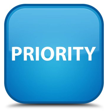 Öncelik özel camgöbeği mavi kare düğme