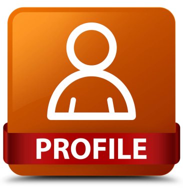 Profil (üye simgesi) kahverengi kare düğme kırmızı kurdele orta