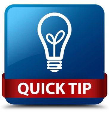 Çabuk uç (ampul simgesi) mavi kare düğme kırmızı kurdele orta