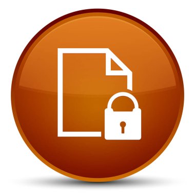 Güvenli belge simgesini özel kahverengi yuvarlak düğmesi