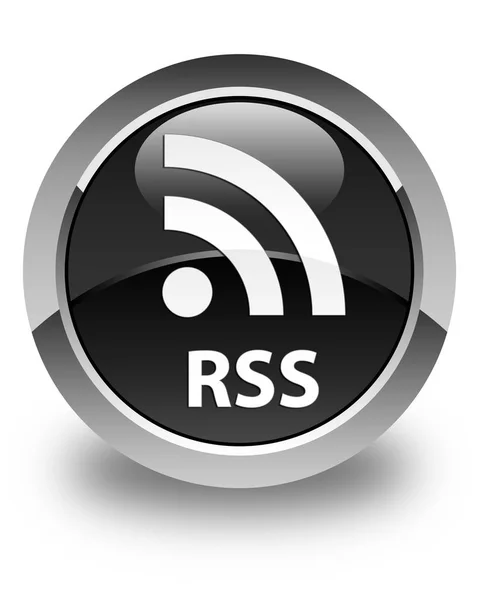 RSS glossy black round button — Stock Photo, Image