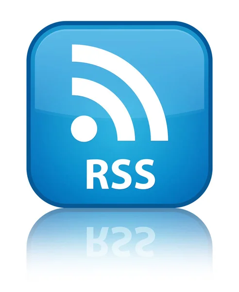 RSS special cyan blue square button — Stock Photo, Image