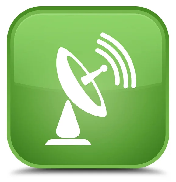 Satellite dish icon special soft green square button — Stock Photo, Image