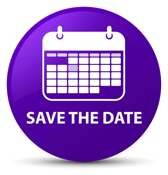 Save the date purple round button — Stock Photo, Image