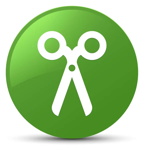 Scissors icon soft green round button — Stock Photo, Image