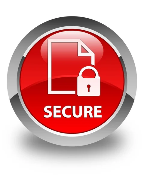 Secure (document page padlock icon) glossy red round button — Stock Photo, Image