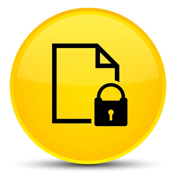 Secure document icon special yellow round button — Stock Photo, Image