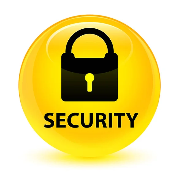 Seguridad (icono del candado) botón redondo amarillo vidrioso — Foto de Stock