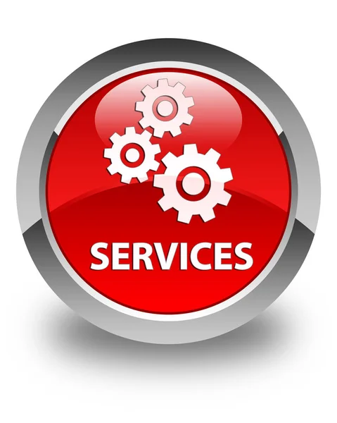 Dienstleistungen (Schaltgetriebe-Symbol) glänzend rote runde Taste — Stockfoto