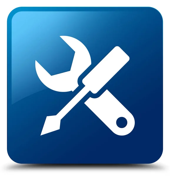 Settings icon blue square button — Stock Photo, Image
