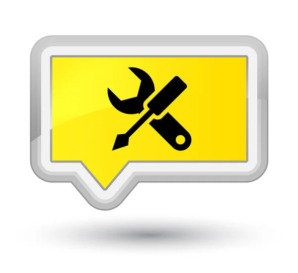 Ícone de configurações botão banner amarelo primo — Fotografia de Stock