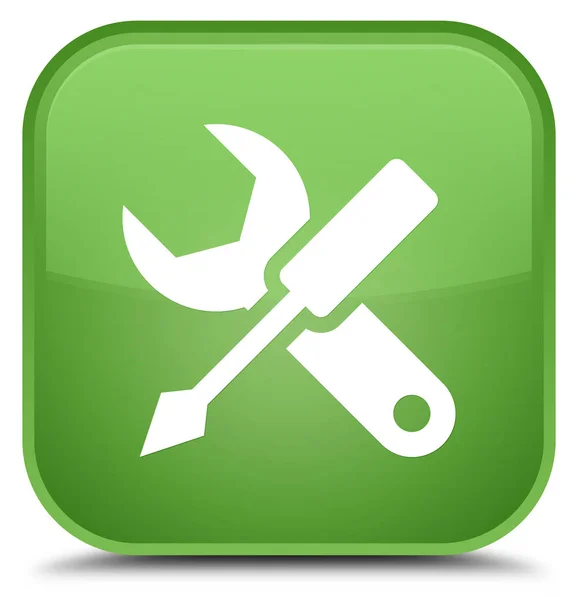 Settings icon special soft green square button — Stock Photo, Image