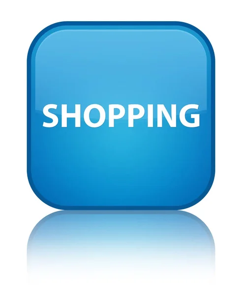 Shopping särskilda cyan blå fyrkantiga knappen — Stockfoto