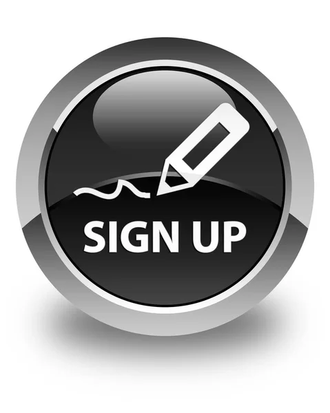 Sign up glossy black round button — Stock Photo, Image
